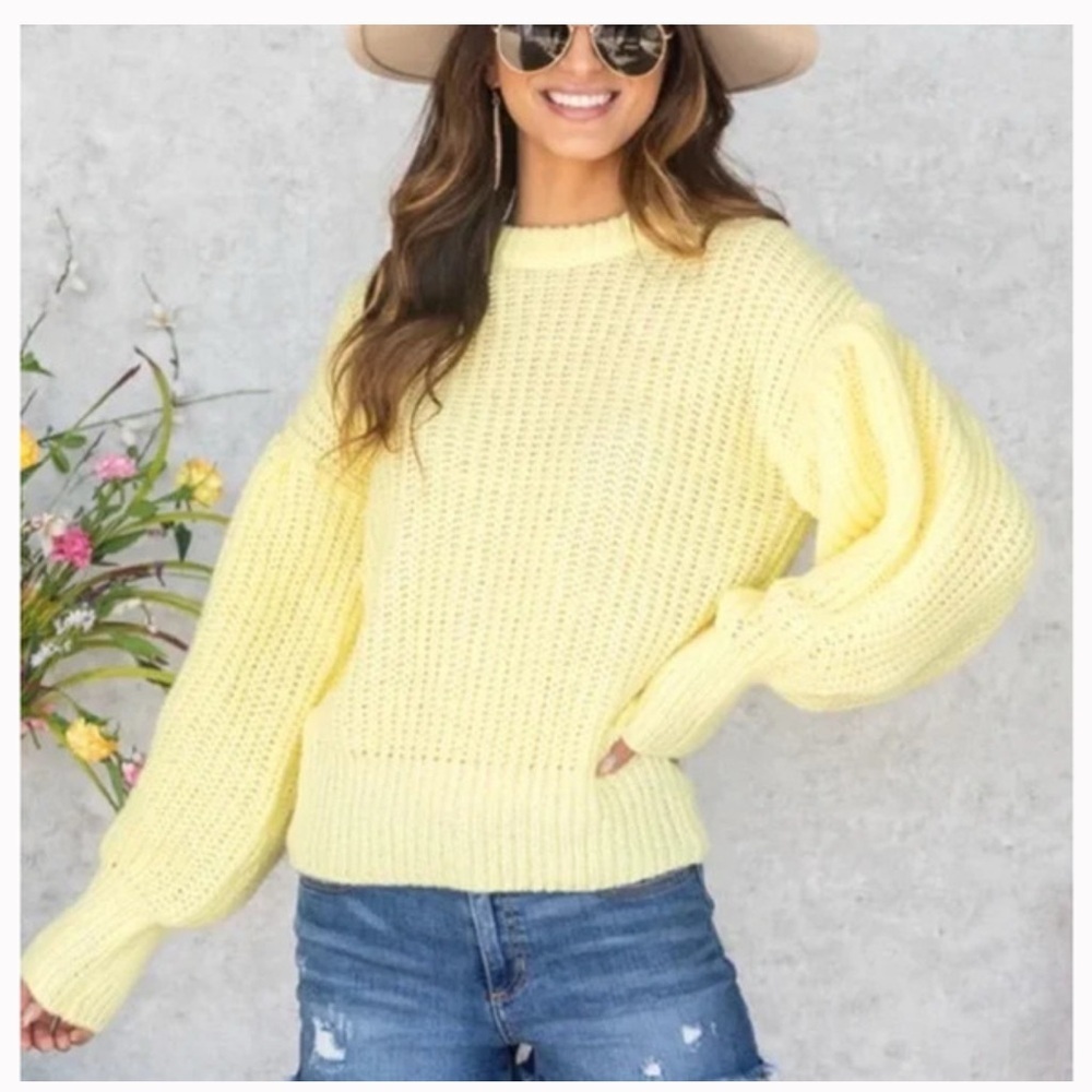 Zara Sweater Women's Pale Yellow Chunky - Picture 3 of 9